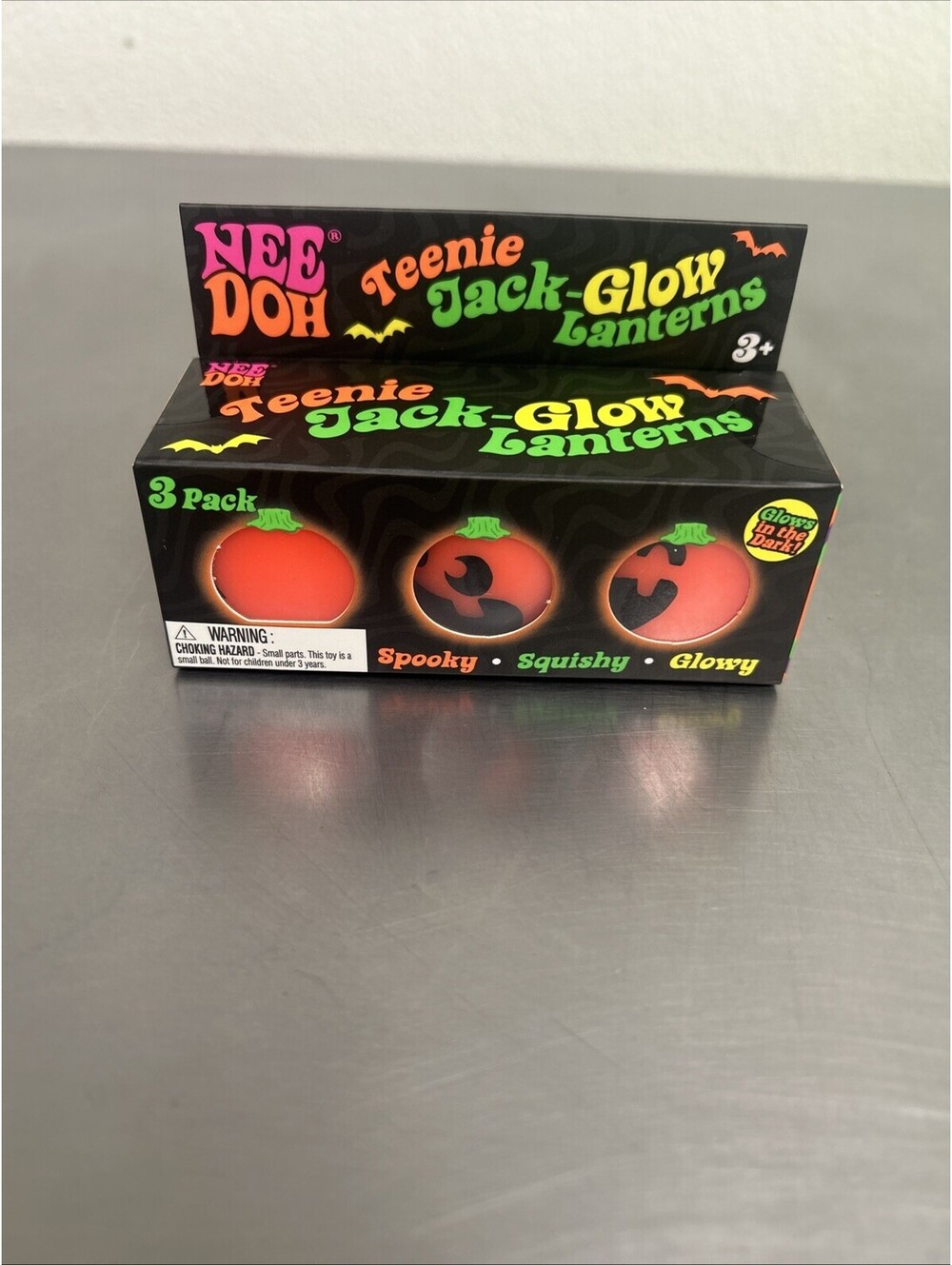 Rare/HTF NeeDoh Halloween Glow in the Dark Teenie Jack-Glow Lanterns 3 Pack NEW